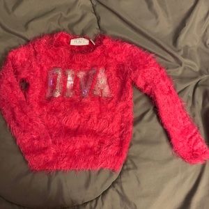 SOLD -Hot pink shaggy girls sweater